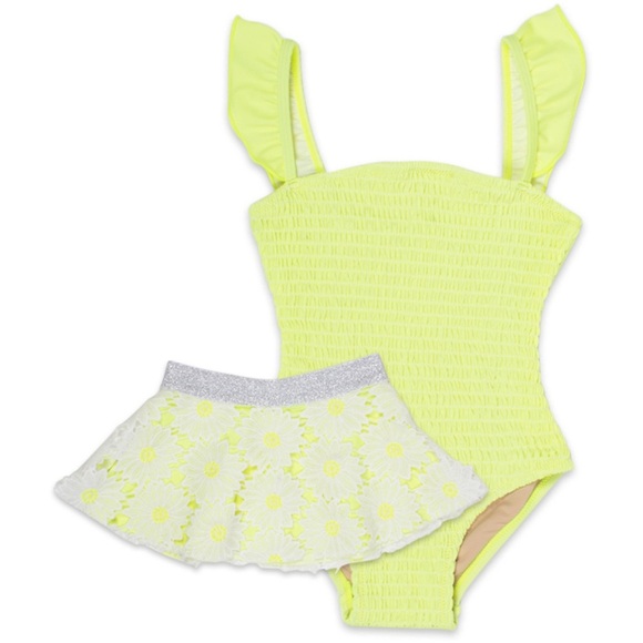 Shade Critters Girls Smocked Ruffle Sleeve One Piece with Daisy Skirt in size 2T - Picture 1 of 8